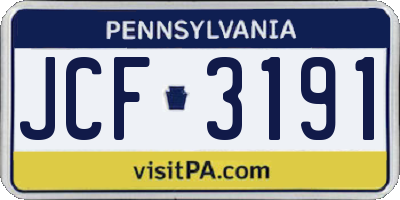 PA license plate JCF3191
