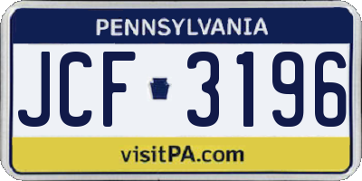 PA license plate JCF3196