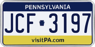 PA license plate JCF3197