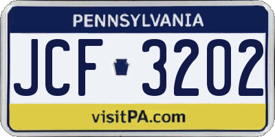 PA license plate JCF3202
