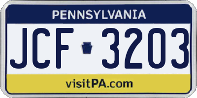 PA license plate JCF3203