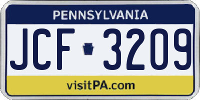 PA license plate JCF3209