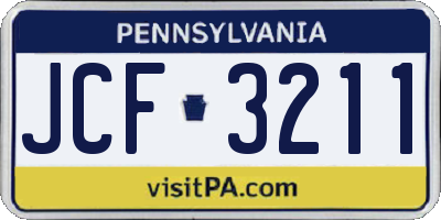 PA license plate JCF3211