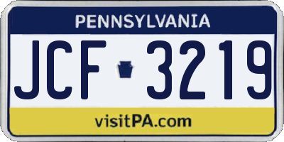 PA license plate JCF3219