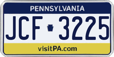 PA license plate JCF3225