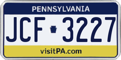 PA license plate JCF3227