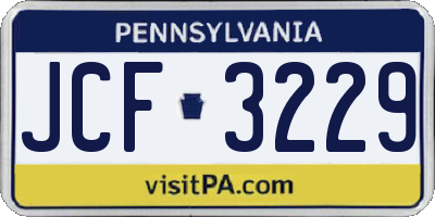 PA license plate JCF3229
