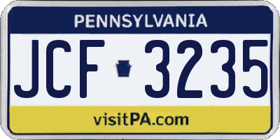 PA license plate JCF3235
