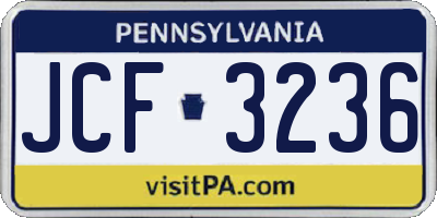 PA license plate JCF3236
