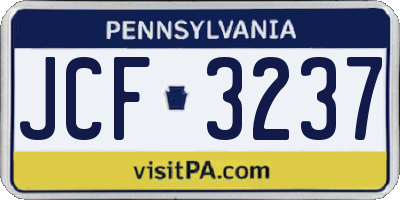 PA license plate JCF3237