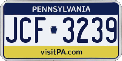 PA license plate JCF3239