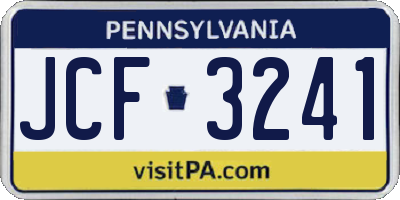 PA license plate JCF3241