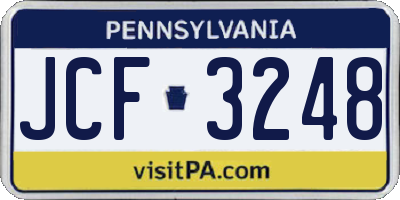 PA license plate JCF3248