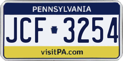 PA license plate JCF3254