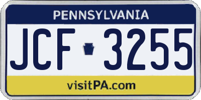 PA license plate JCF3255