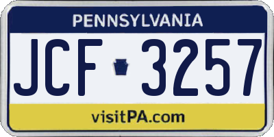 PA license plate JCF3257