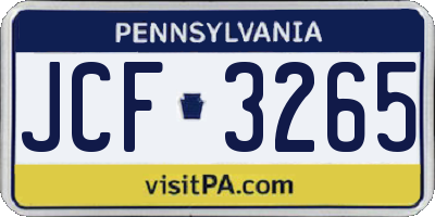 PA license plate JCF3265