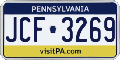 PA license plate JCF3269
