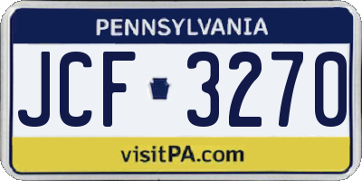 PA license plate JCF3270