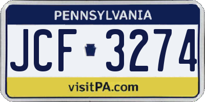 PA license plate JCF3274
