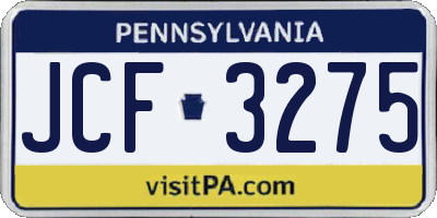 PA license plate JCF3275