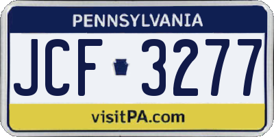 PA license plate JCF3277