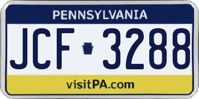 PA license plate JCF3288