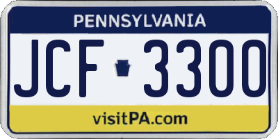 PA license plate JCF3300
