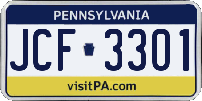 PA license plate JCF3301