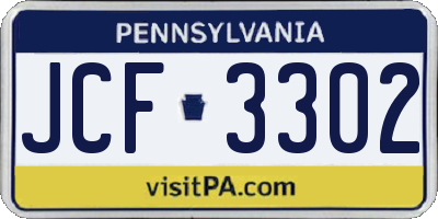 PA license plate JCF3302