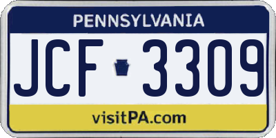 PA license plate JCF3309