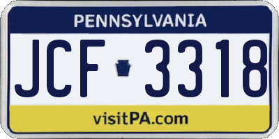 PA license plate JCF3318