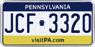 PA license plate JCF3320