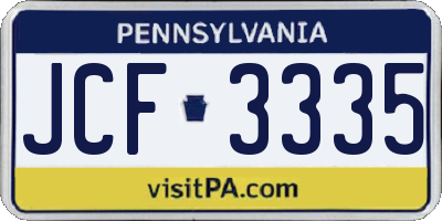 PA license plate JCF3335