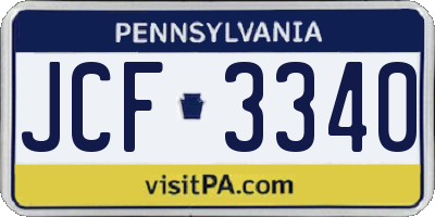 PA license plate JCF3340