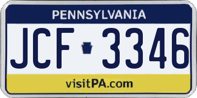 PA license plate JCF3346