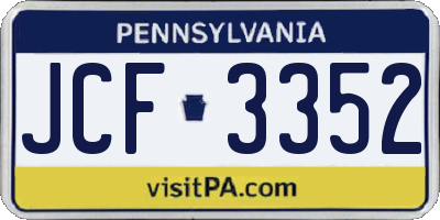 PA license plate JCF3352