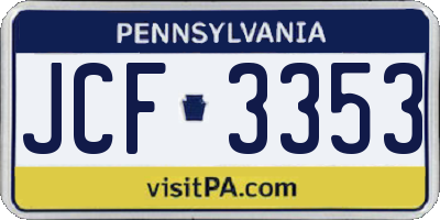 PA license plate JCF3353