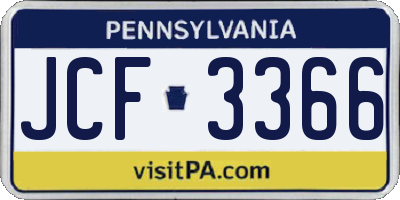 PA license plate JCF3366