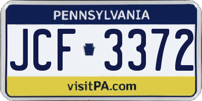 PA license plate JCF3372