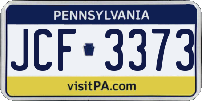 PA license plate JCF3373