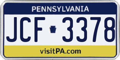 PA license plate JCF3378