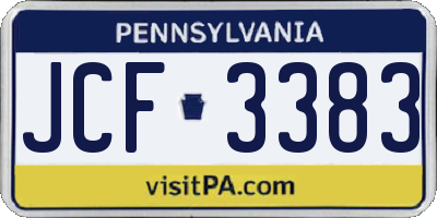 PA license plate JCF3383