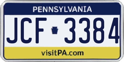 PA license plate JCF3384