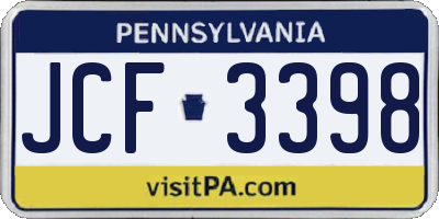 PA license plate JCF3398