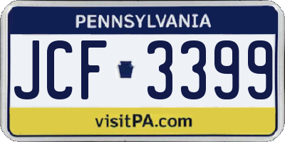 PA license plate JCF3399