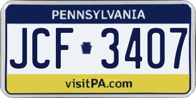 PA license plate JCF3407