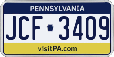PA license plate JCF3409