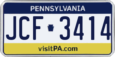 PA license plate JCF3414