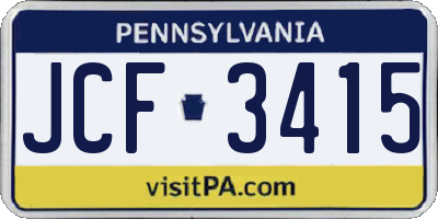 PA license plate JCF3415